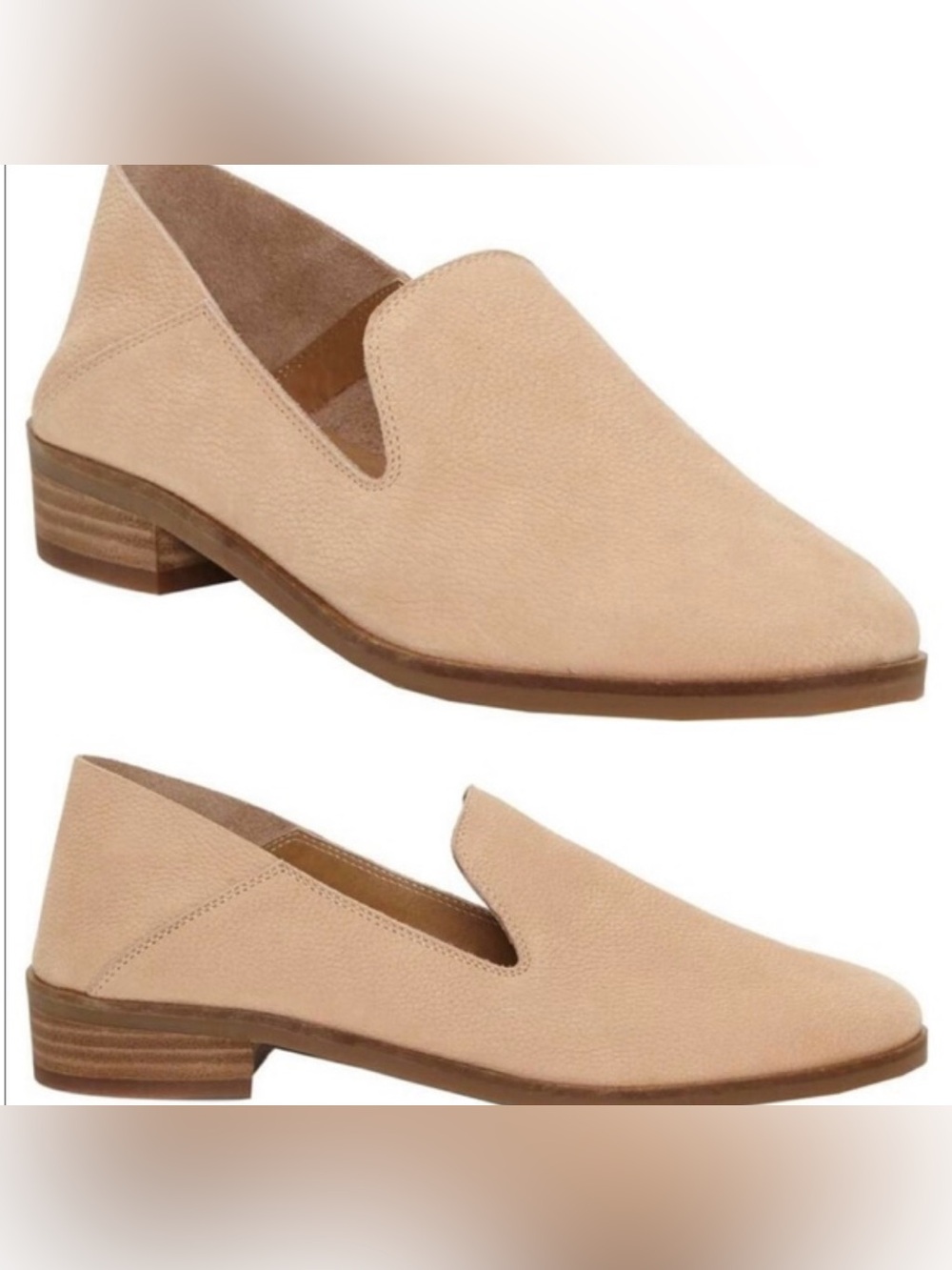 Lucky Brand Cahil Nubuck Leather Loafers Beige Slip On Shoes Women’s 9M